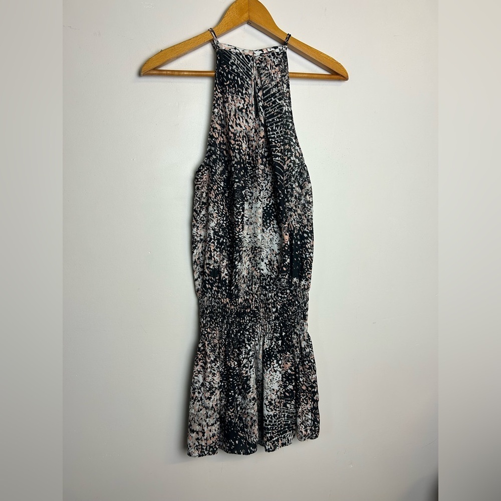 Ramy Brook Size SP‎ Mini Dress Novelty Print Smocked Waist Old Money minimalist - Picture 9 of 10